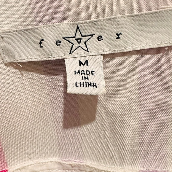 Fever V-Neck Embroidered Bell Sleeve Blouse in White, Pink & Navy Size Medium - Picture 5 of 10